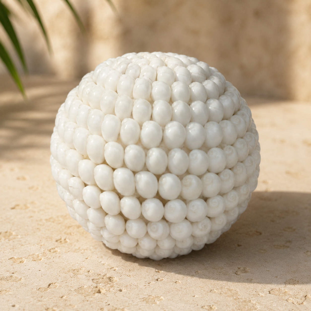 Nassa Shell Decorative Sphere — Natural White (Medium)
