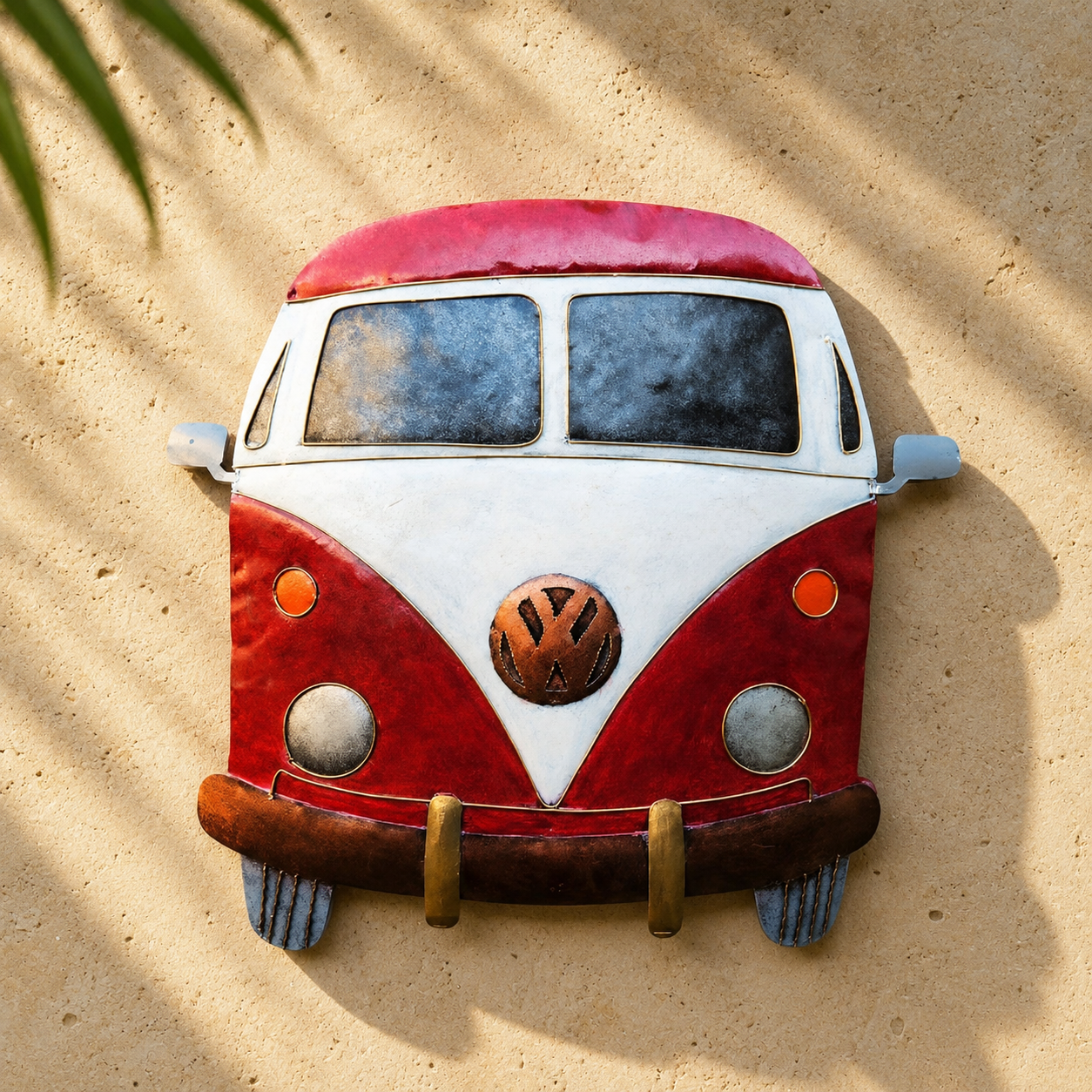 VW Kombi Face Metal Wall Art — Red