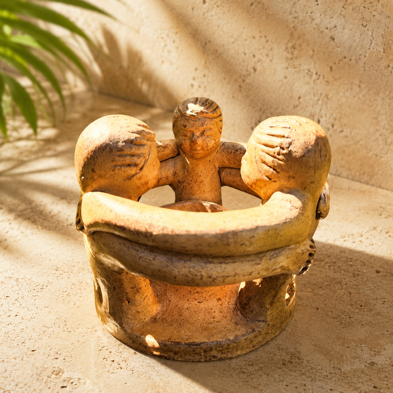 Circle of Three Men Tea Light Holder — Golden Ochre