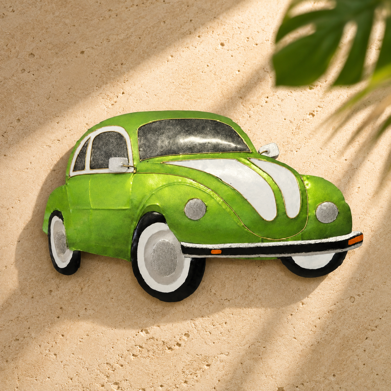 Classic VW Beetle Metal Wall Art — Green