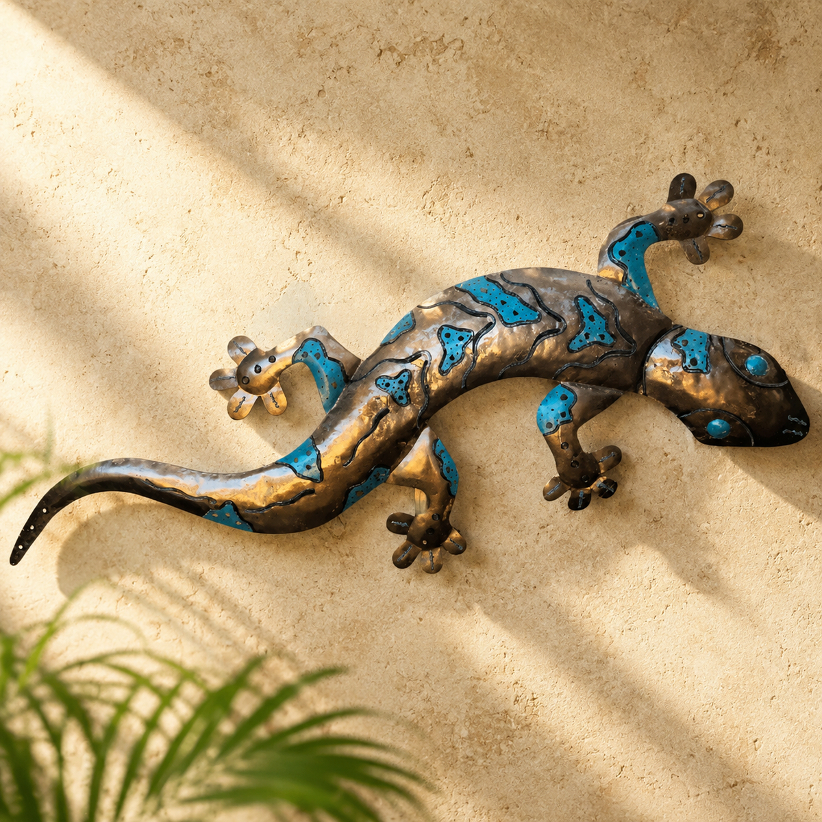 Copper Gecko Wall Art — Turquoise Banded