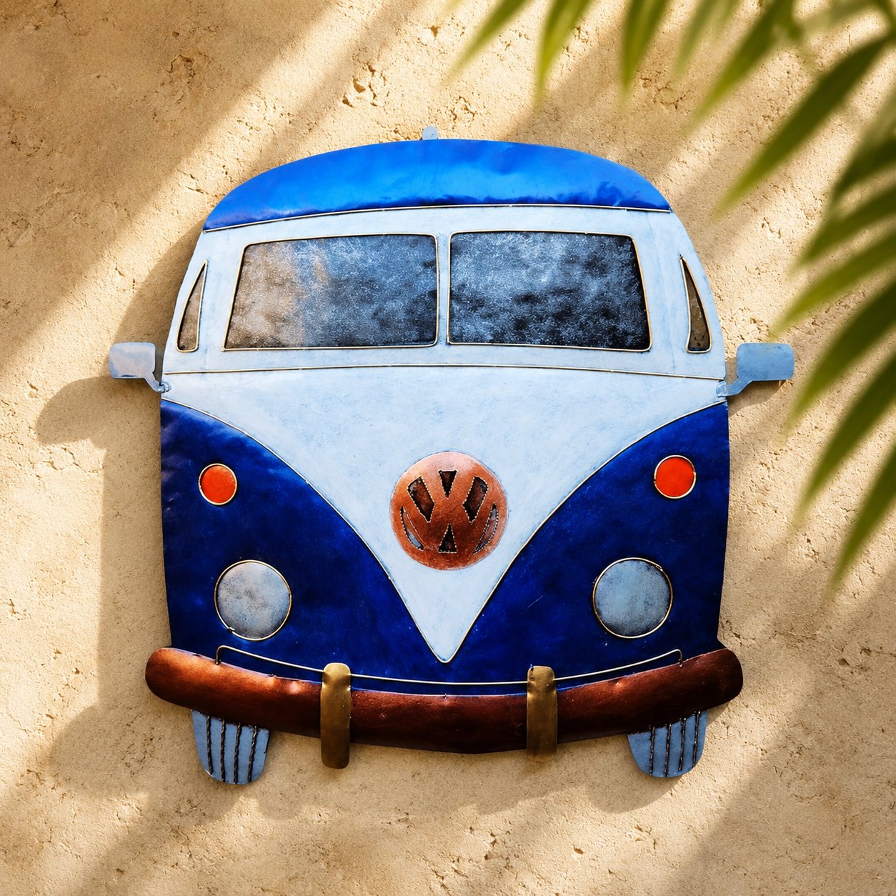 VW Kombi Face Metal Wall Art — Blue