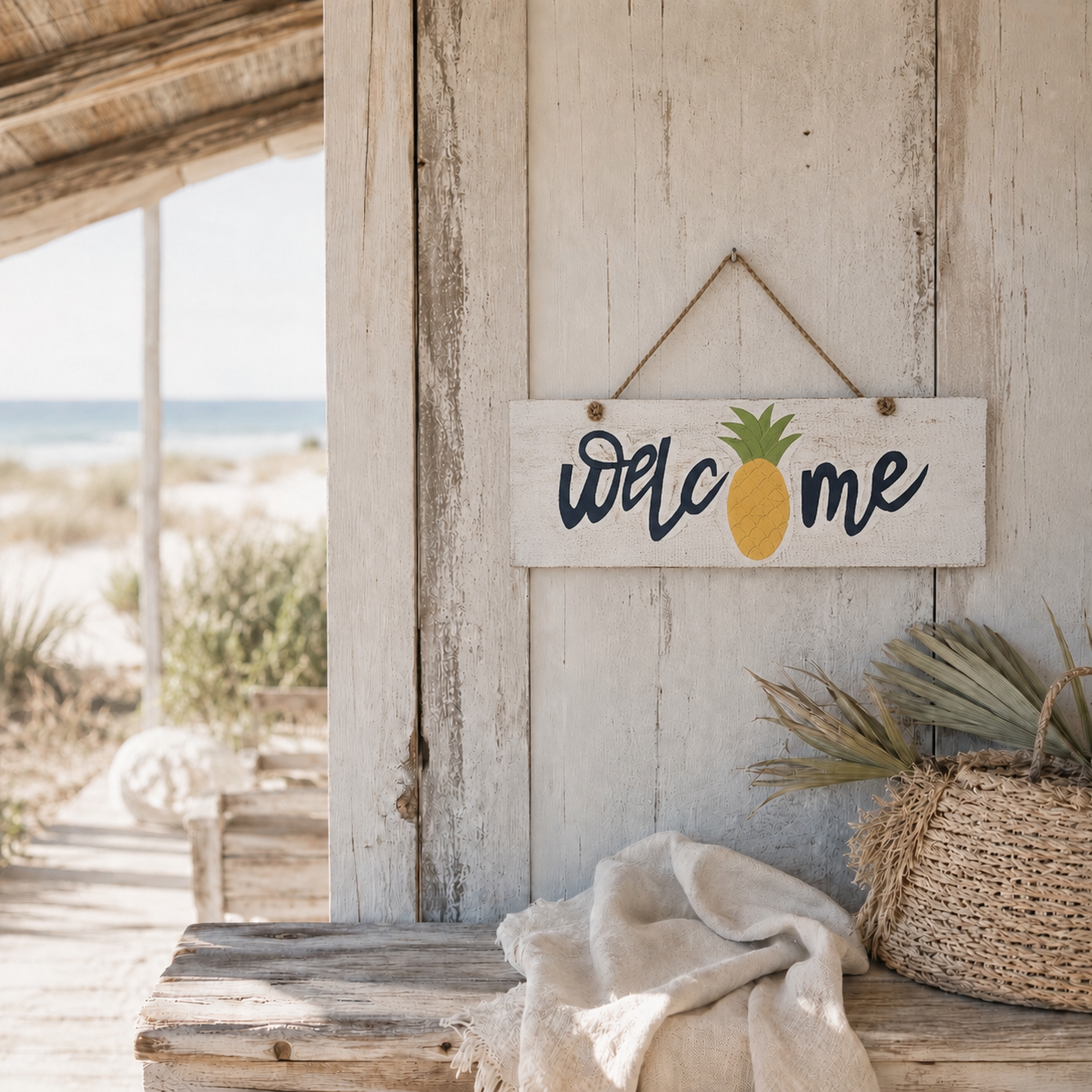 "Welcome" Pineapple Hanging Sign