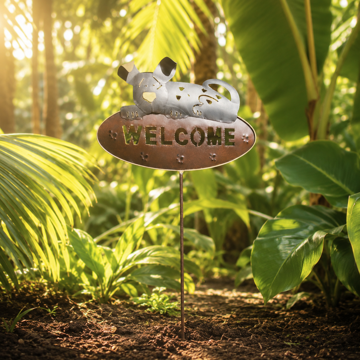 "Welcome" Garden Stake — Puppy