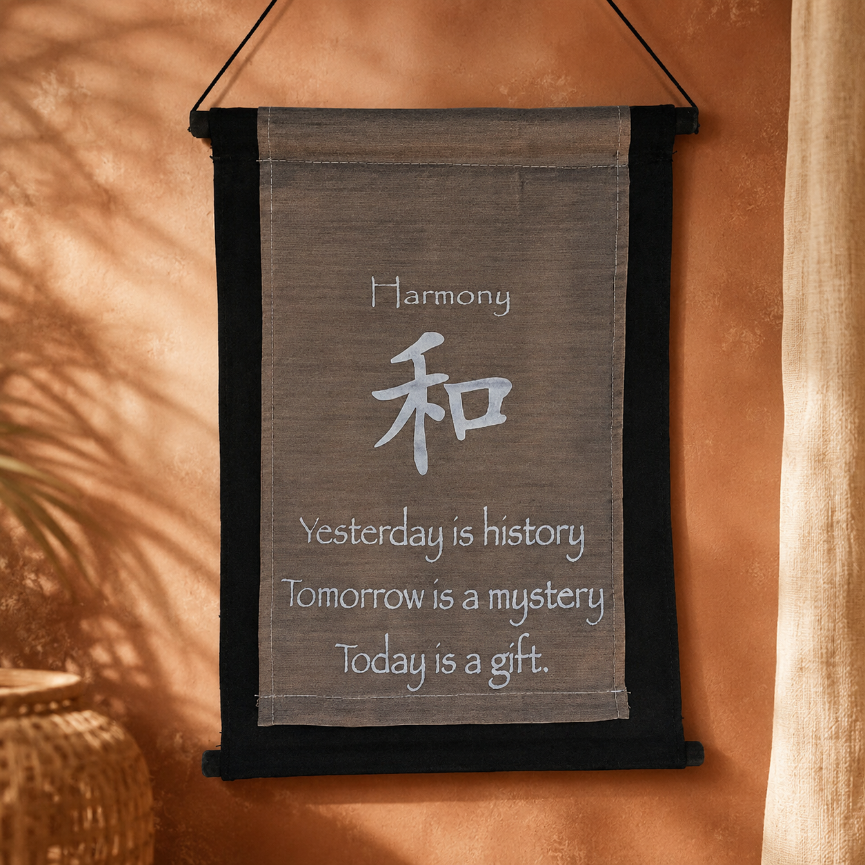 Harmony Kanji Affirmation Banner — Taupe
