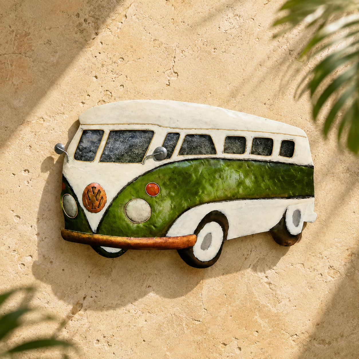 Classic VW Kombi Metal Wall Art — Green