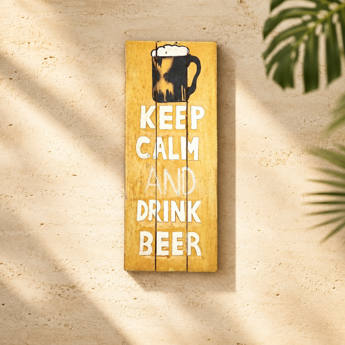 "Keep Calm and Drink Beer" Wall Sign — Mustard