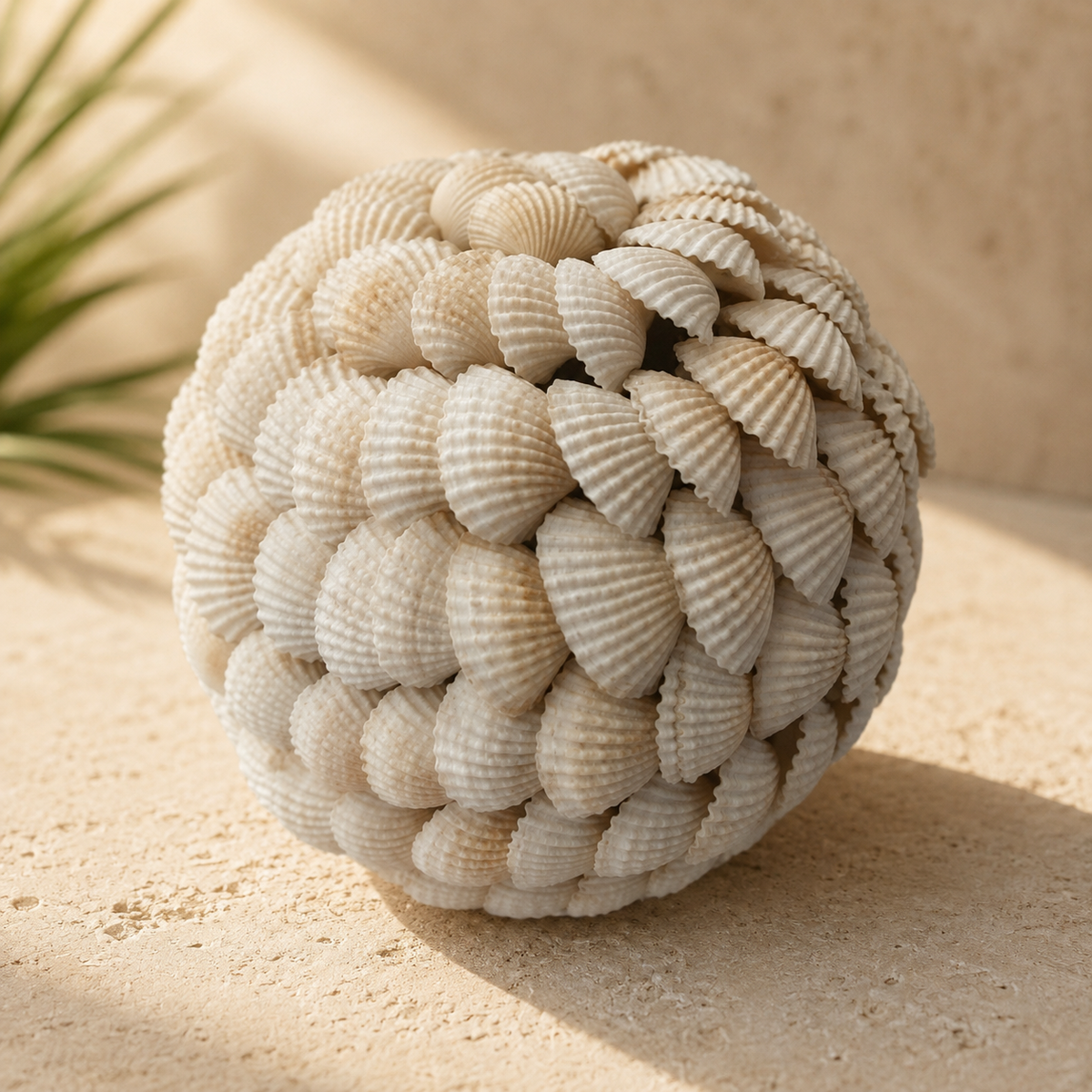Cockle Shell Decorative Sphere — Natural