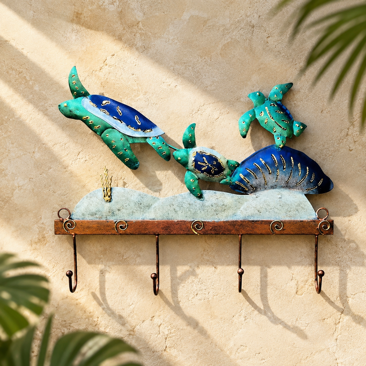 Turtle Wall Hook — Verdigris Green