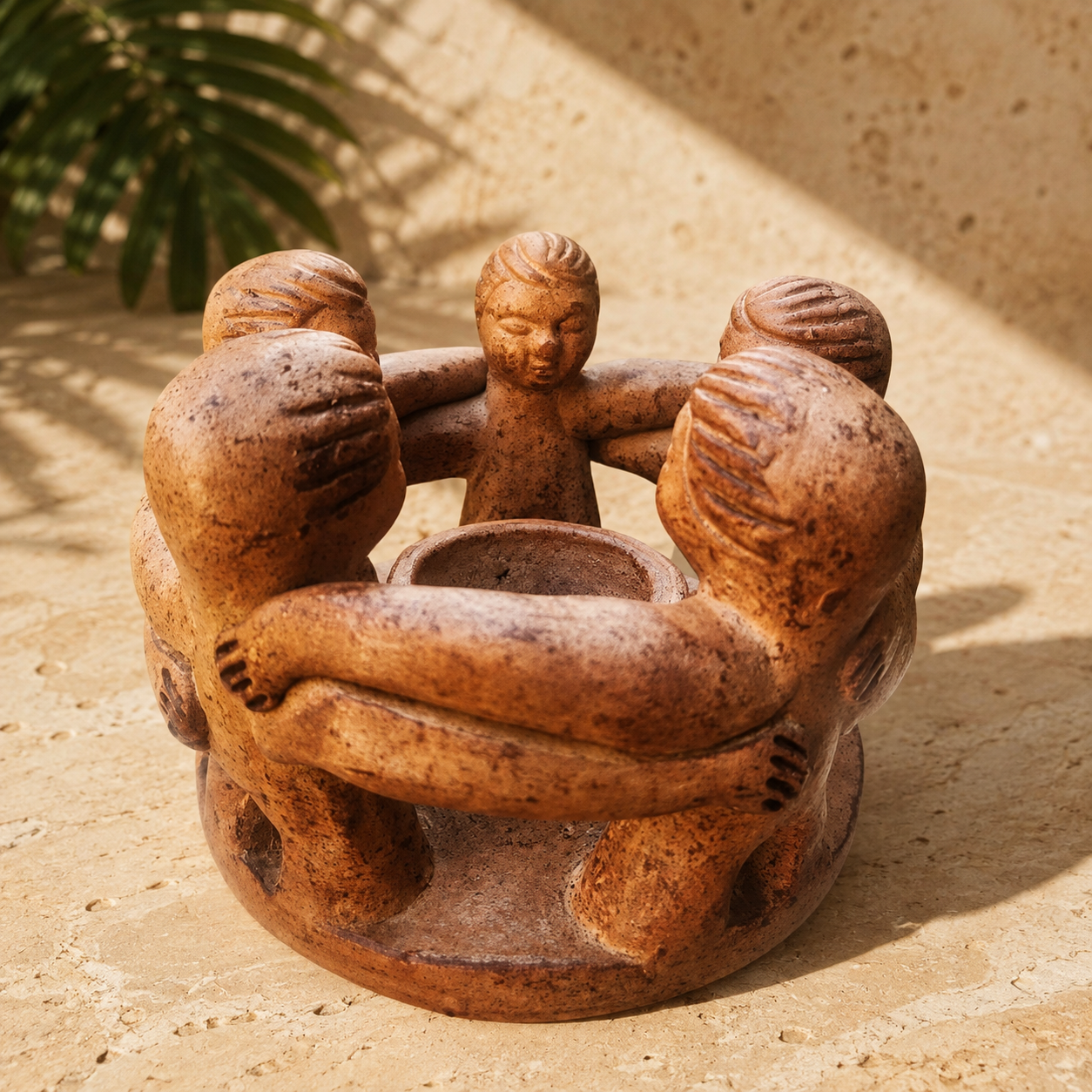 Circle of Friends Tea Light Holder — Natural Terracotta