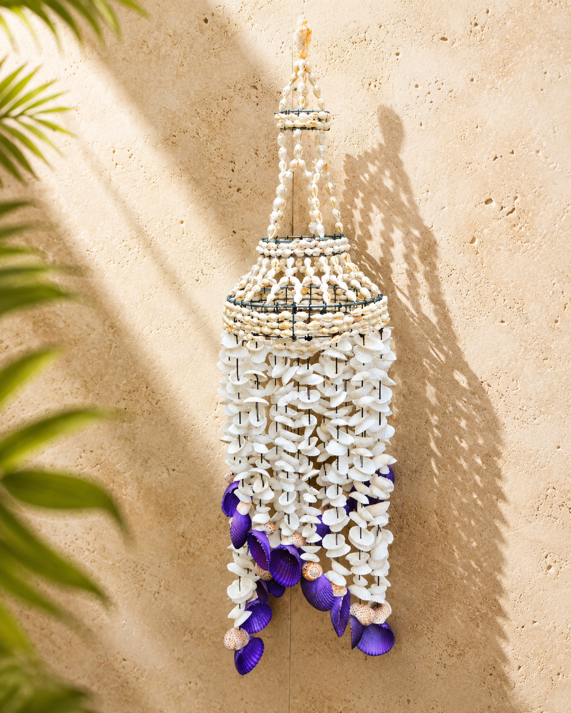 Seashell Chandelier Wind Chime — Purple Accent