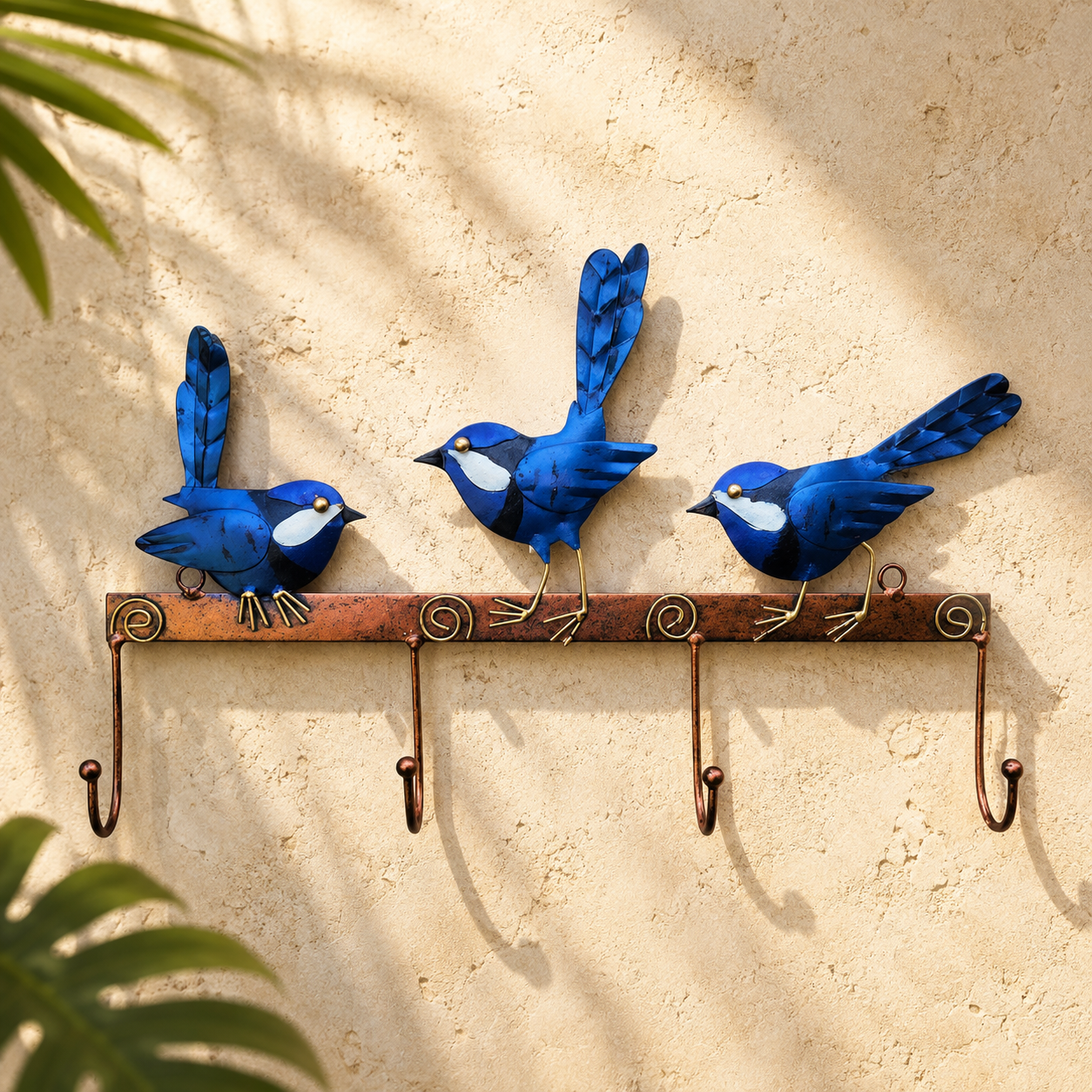 Bird Wall Hook — Blue Wren Trio