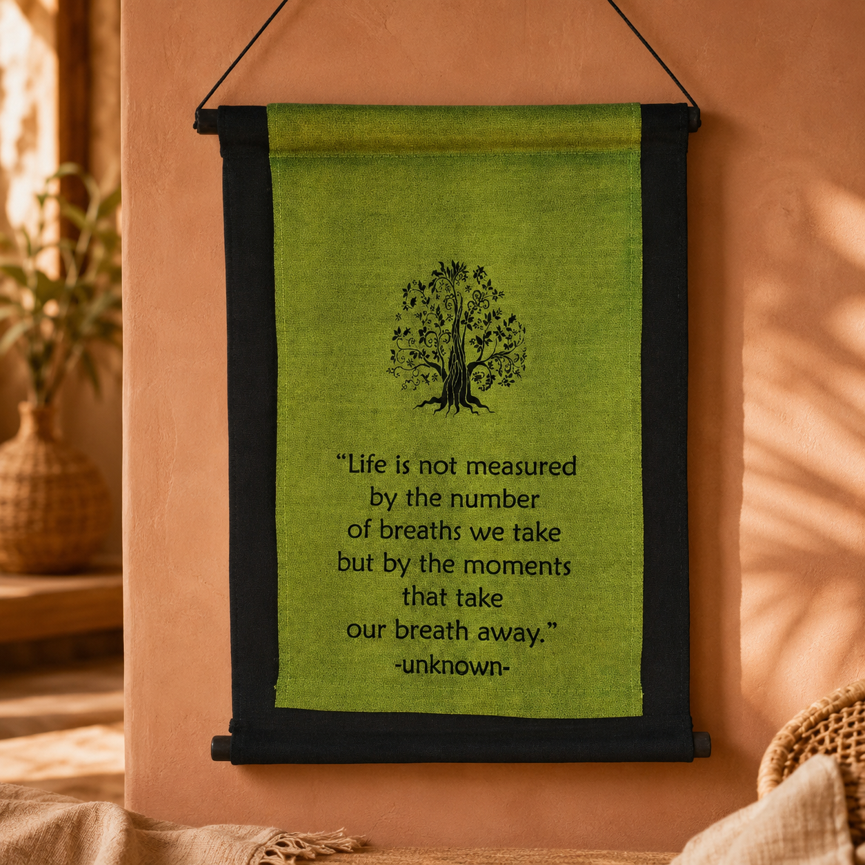 Tree of Life Breath Affirmation Banner — Moss Green