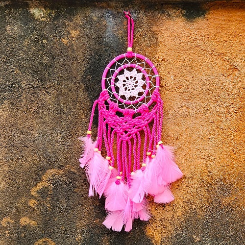 Pink Macrame Dream Catcher