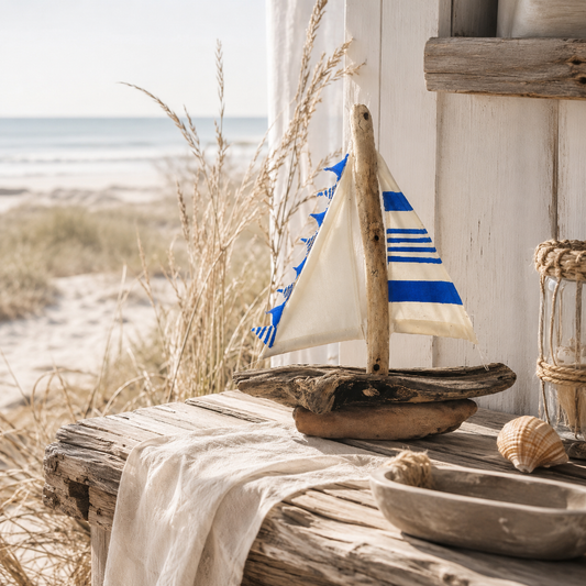 Driftwood sail boat.