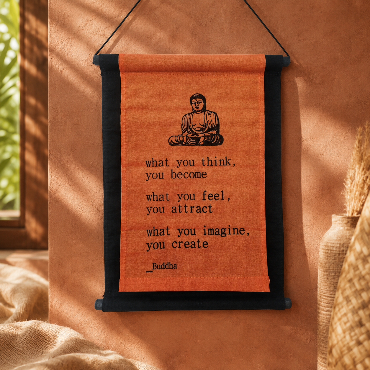 Buddha Mindset Affirmation Banner — Burnt Orange
