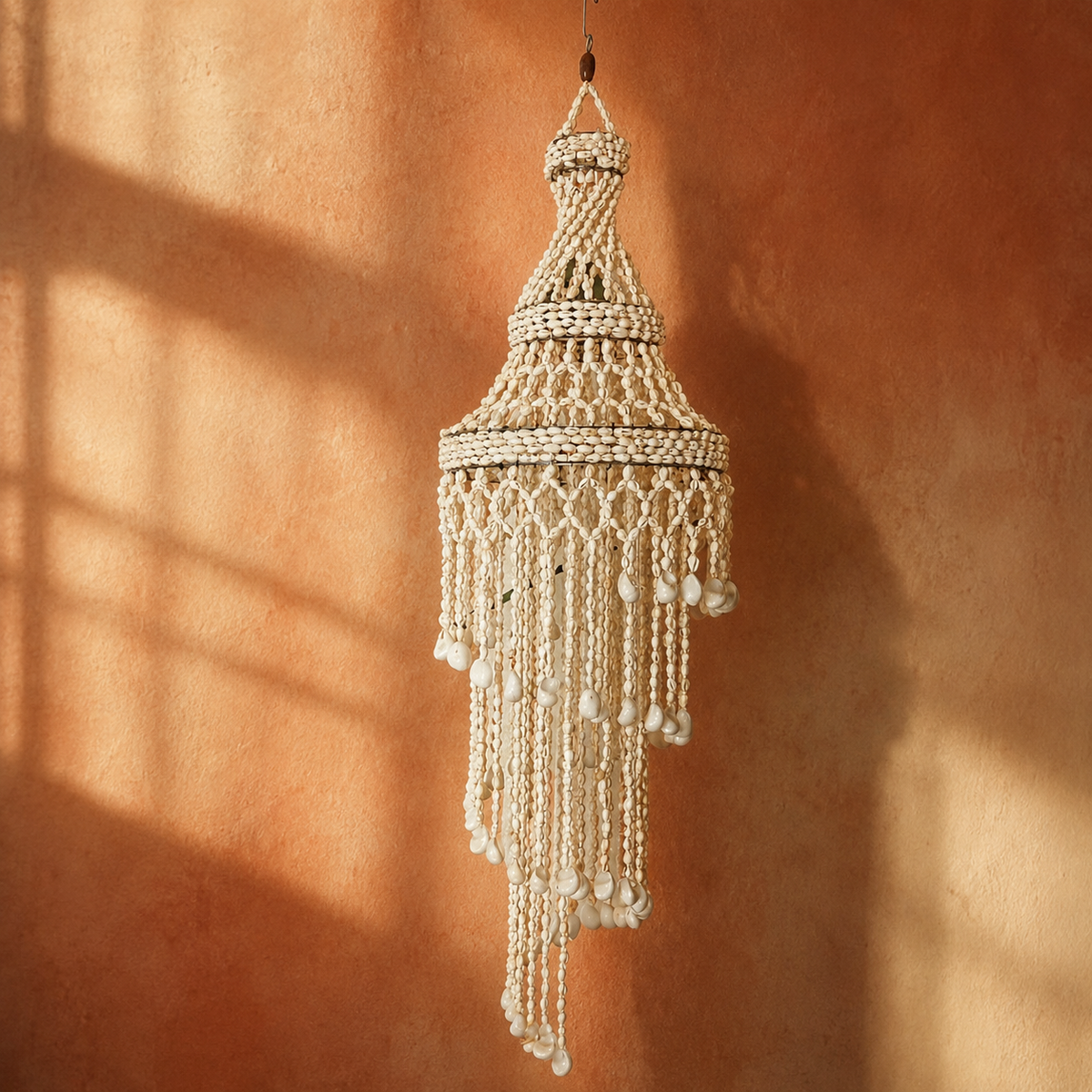 Cowrie Shell Drop Chandelier — Natural White
