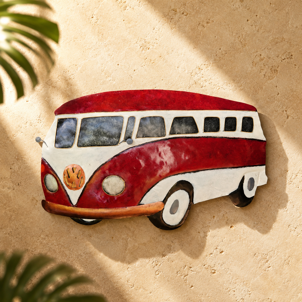 Classic VW Kombi Metal Wall Art — Red