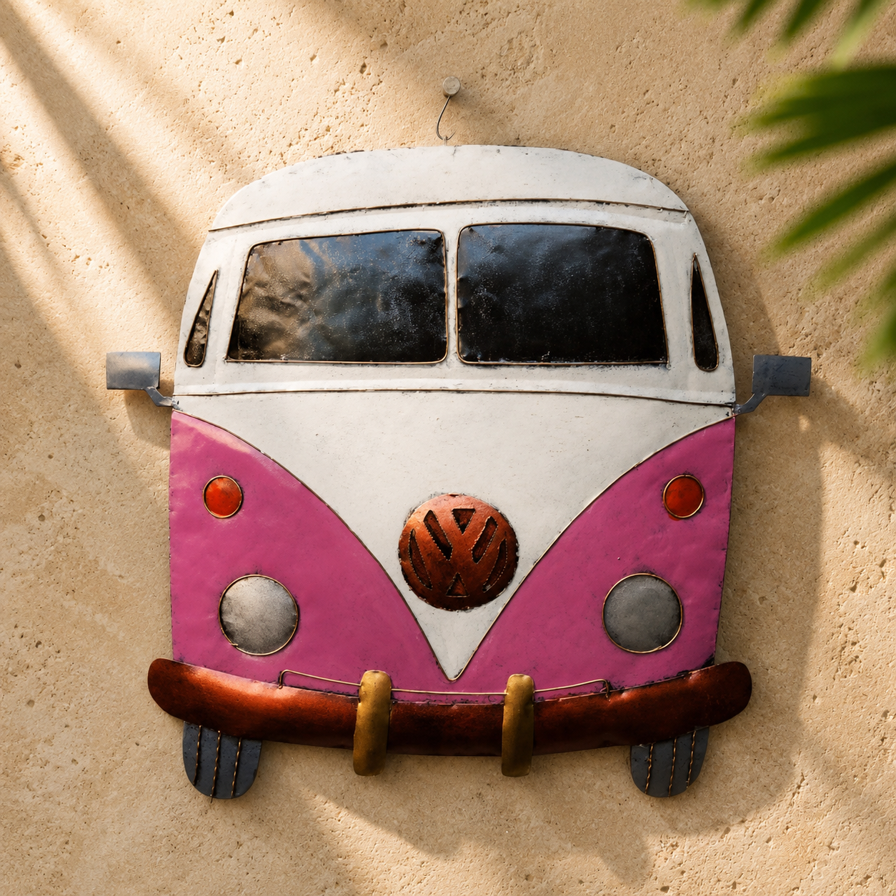 VW Kombi Face Metal Wall Art — Pink