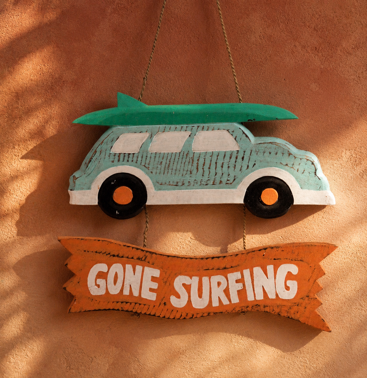 "Gone Surfing" Surf Van Hanging Sign