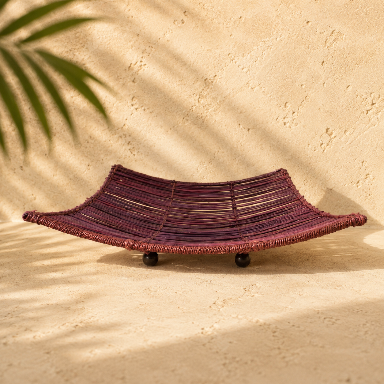 Woven Boat Tray — Deep Plum