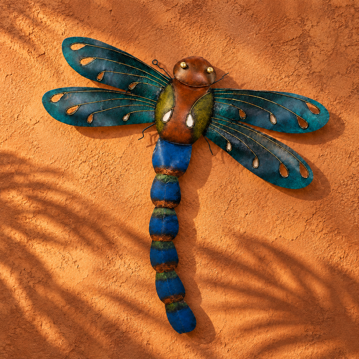 Dragonfly Metal Wall Art — Teal, Copper & Blue