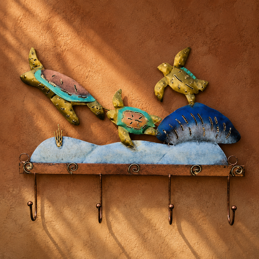 Turtle Wall Hook — Olive & Mauve