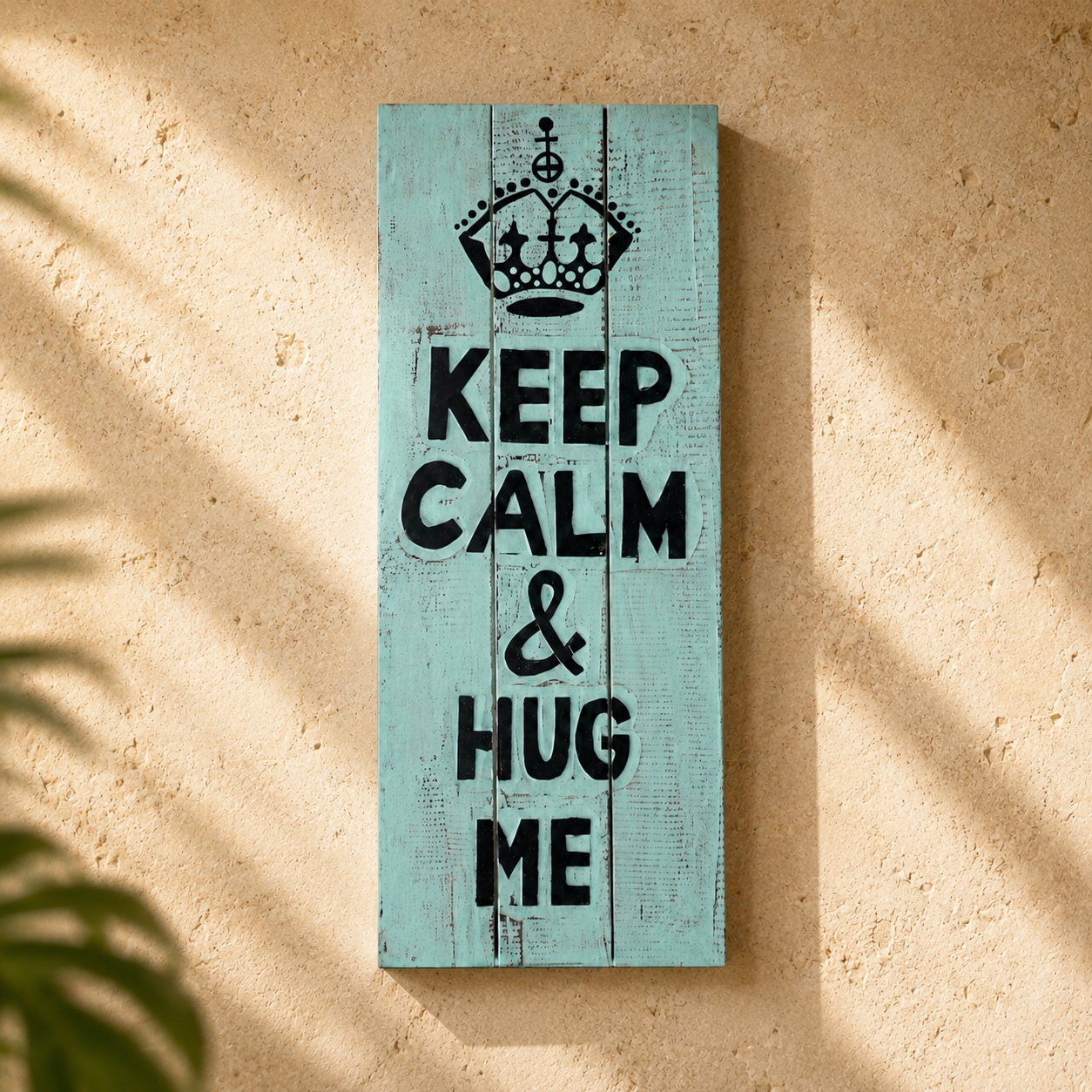 "Keep Calm & Hug Me" Wall Sign — Colour Block