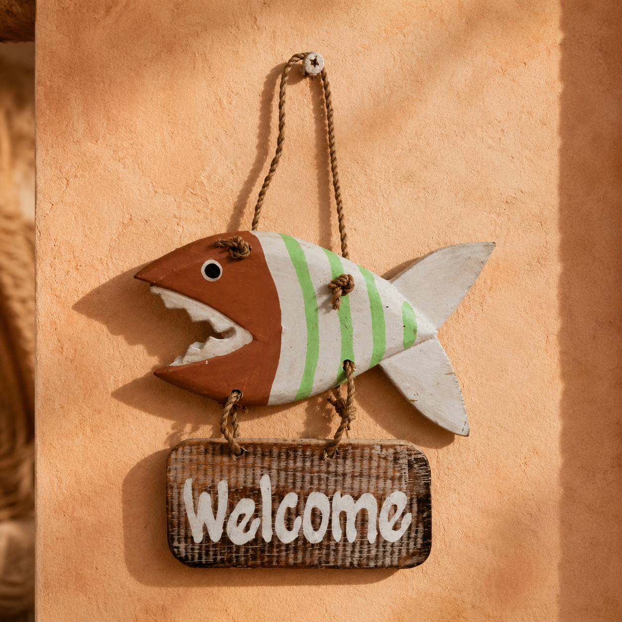 "Welcome" Fish Hanging Sign