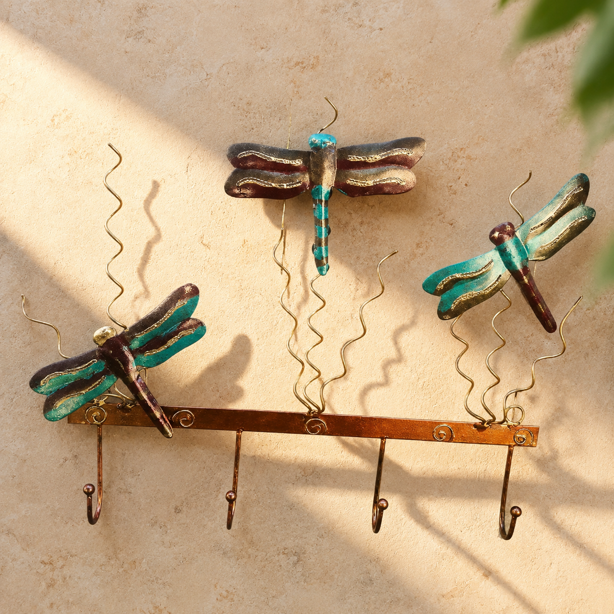 Dragonfly Wall Hook — Teal & Bronze