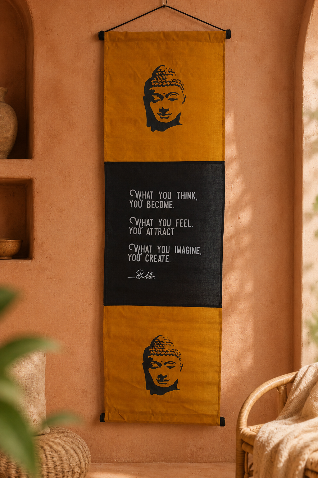 Buddha Mindset Affirmation Banner — Mustard