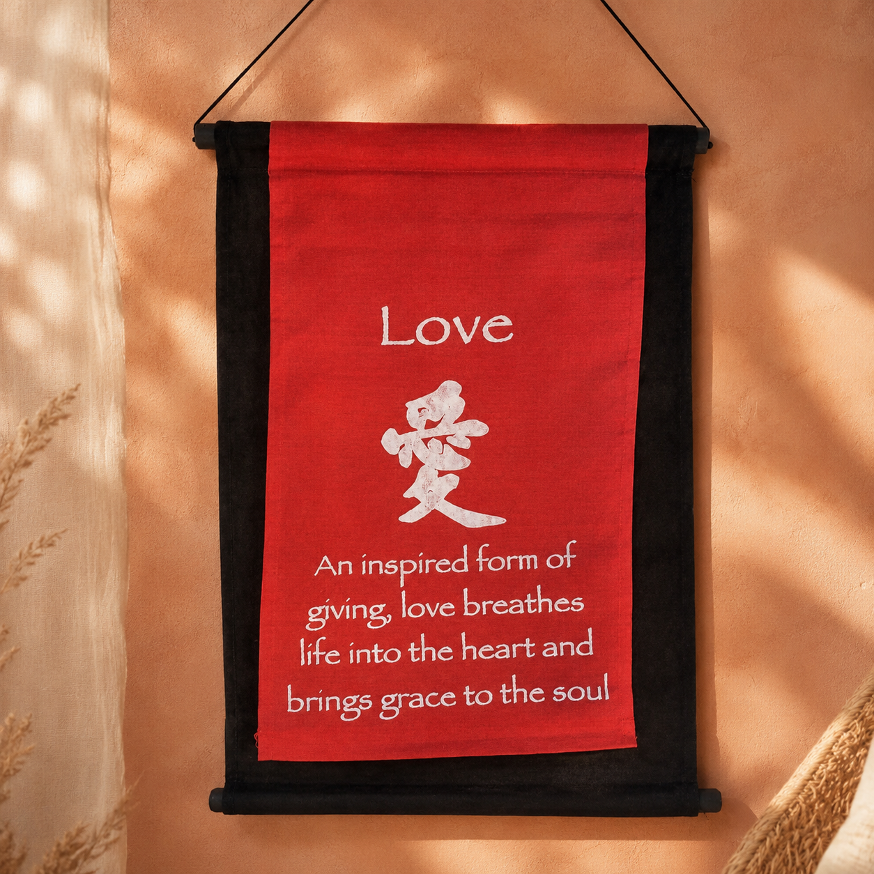 Love Kanji Affirmation Banner — Red