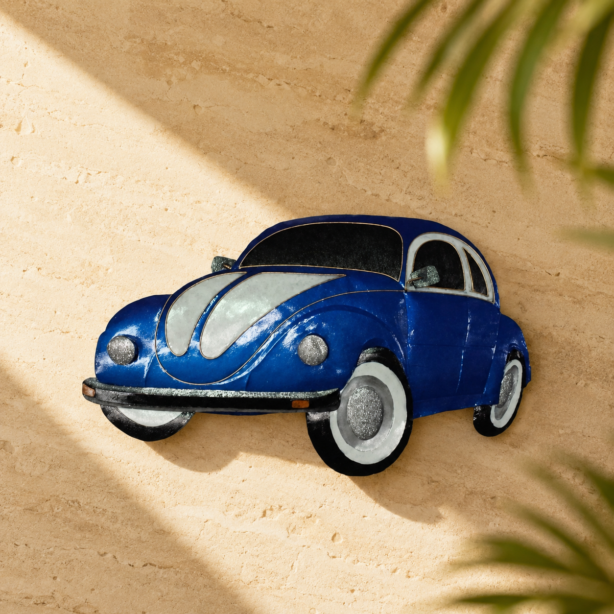 Classic VW Beetle Metal Wall Art — Blue