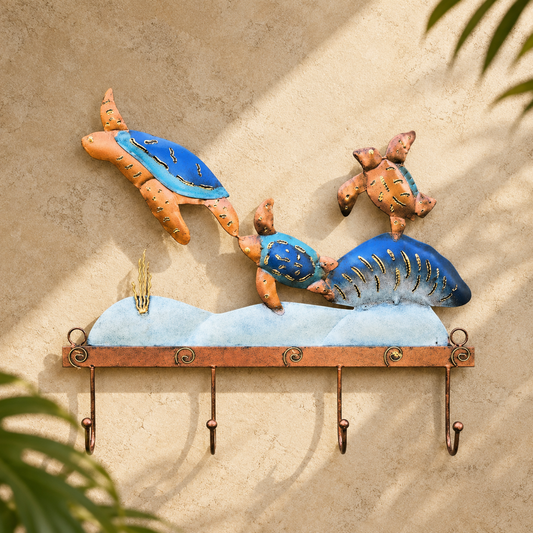Turtle Wall Hook — Copper & Ocean Blue
