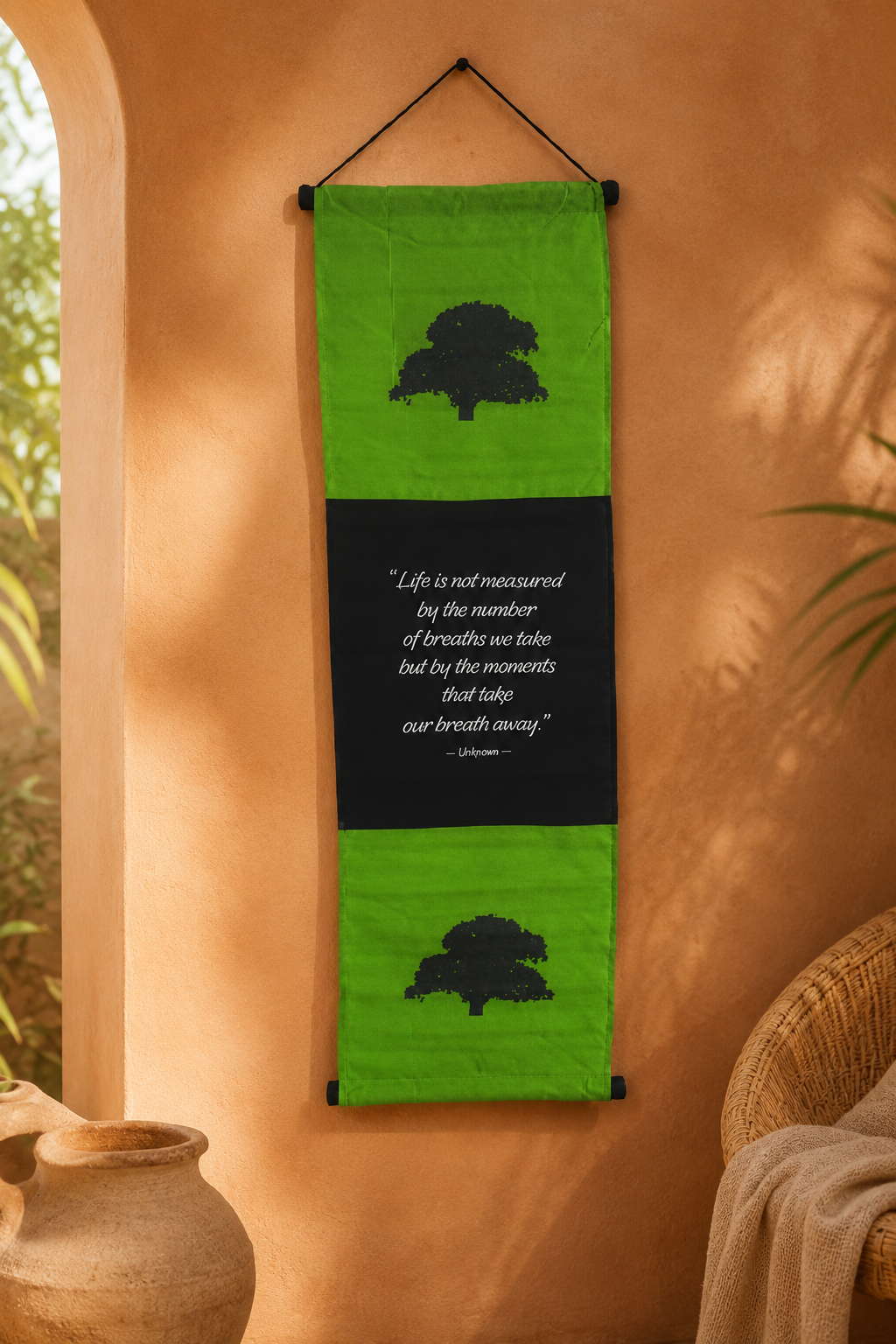 Tree of Life Affirmation Banner — Moss Green