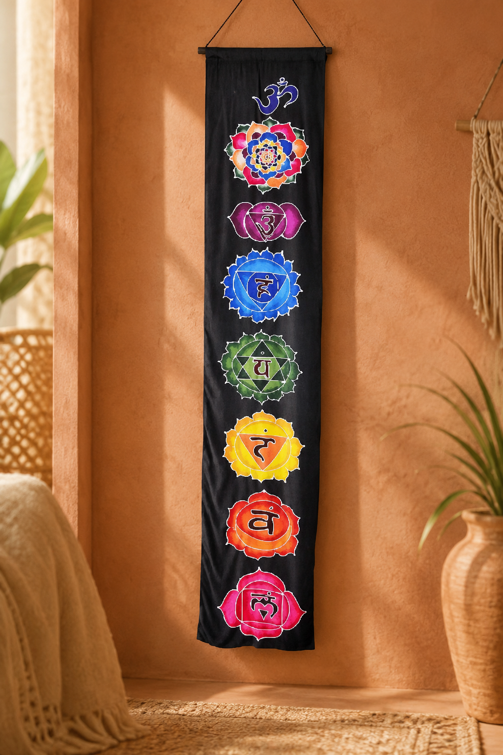 Seven Chakras Affirmation Banner — Midnight Black