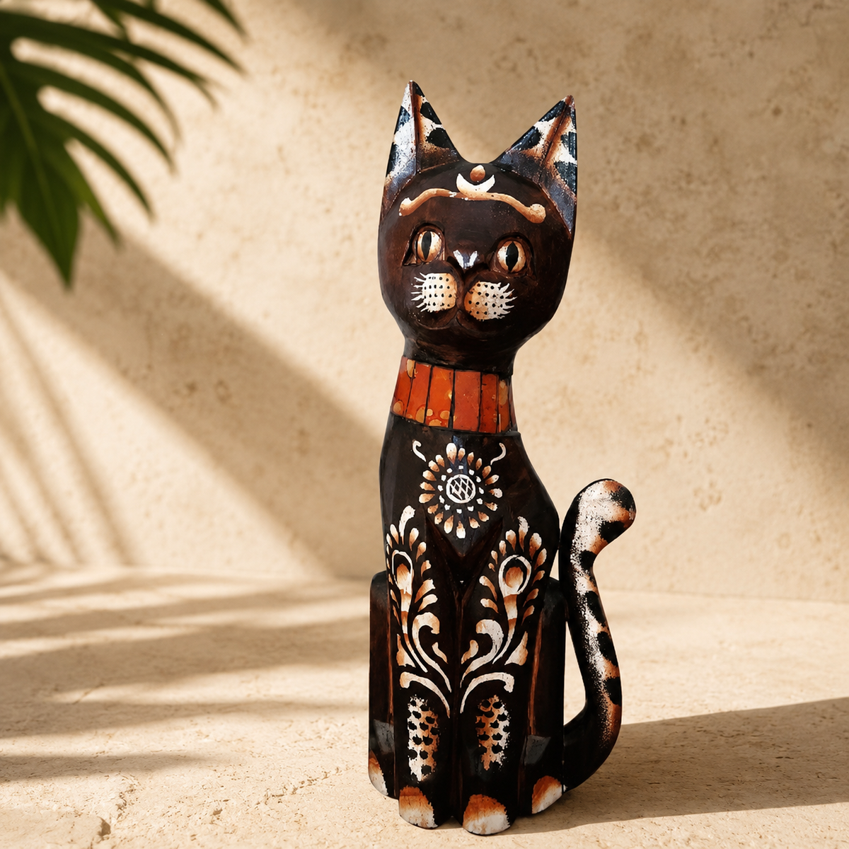 Set of 3 Painted Cat Figurines — Rust Collar