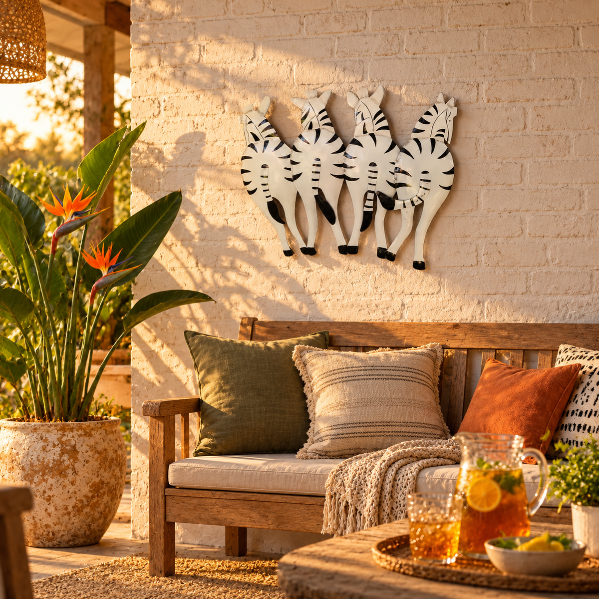Zebra Herd Metal Wall Art