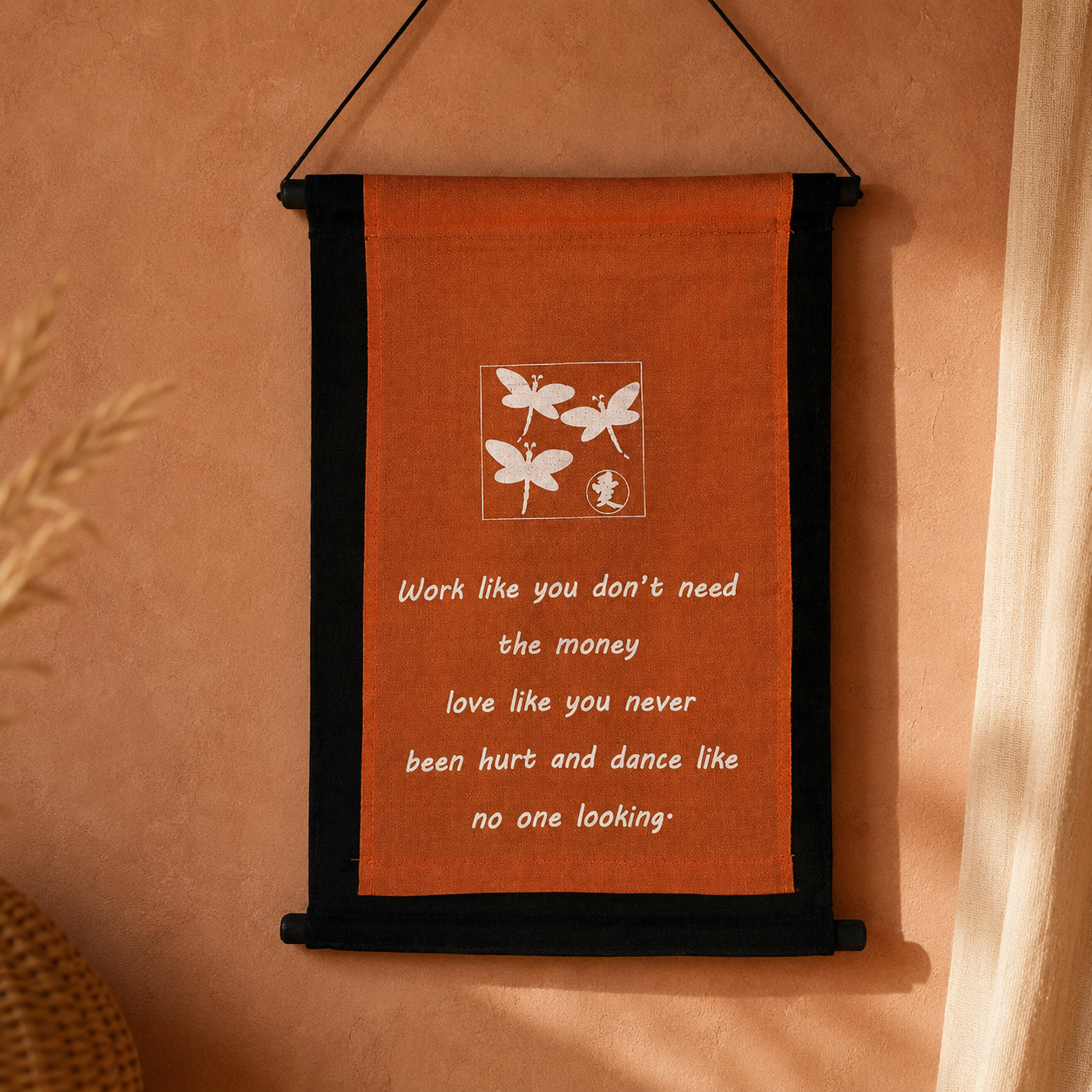 Dragonfly Affirmation Banner — Burnt Orange