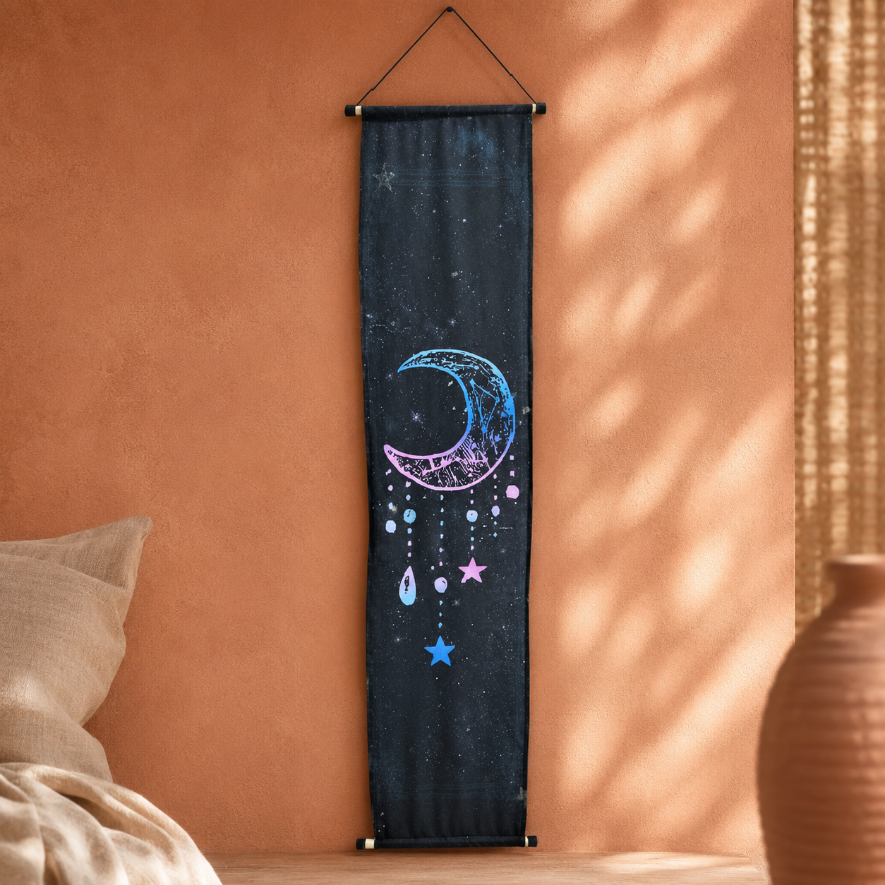 Crescent Moon Affirmation Banner — Midnight Sky