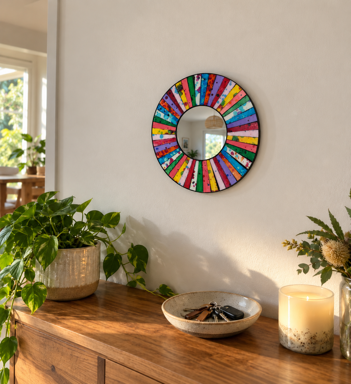 Sunlight Ray Mosaic Mirror