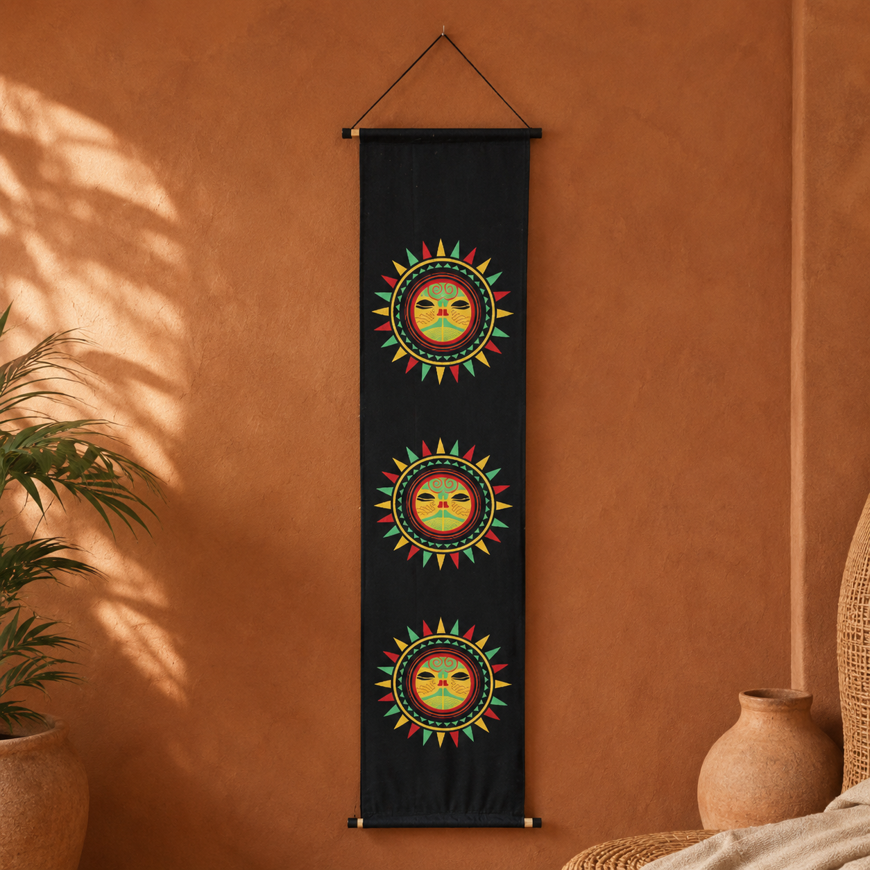 Sun Face Affirmation Banner — Black