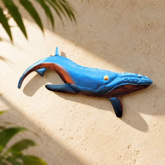 Humpback Whale Metal Wall Art — Blue & Copper Patina