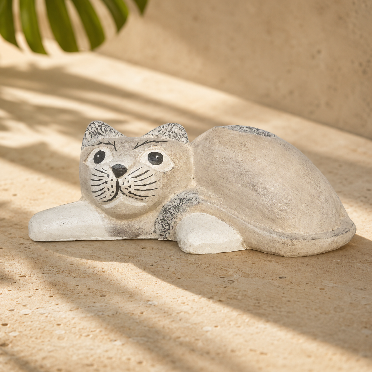 Lounging Batik Cat — Stone Grey